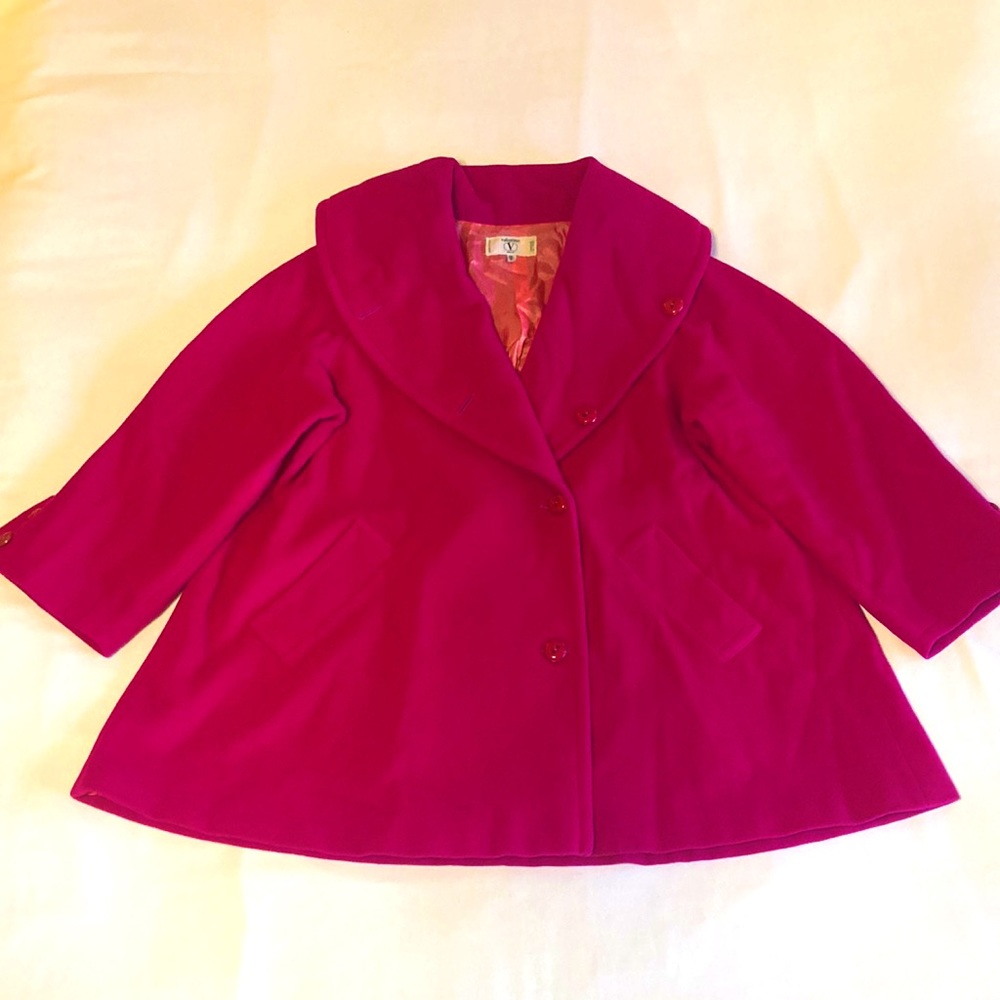 Valentino pea coat. Stunning look. Crisp pink color.